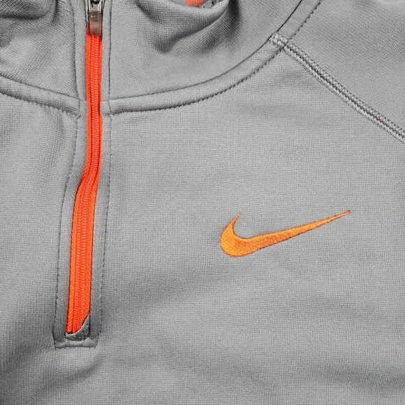 Nike Therma-Fit Sweatshirt Mens 2XL XXL Gray Orange 1/4‎ Zip Long Sleeve - Picture 2 of 9